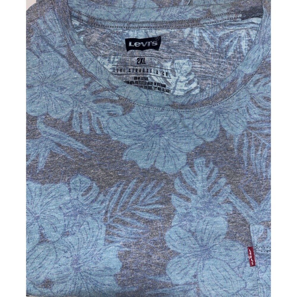 Levis Floral Palm Pocket T-shirt Men's Size 2XL Faded Tropical Beach summer Tee